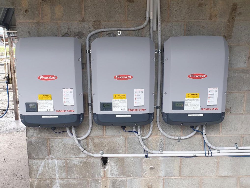 Fronius Symo inverters installed at commercial dairy farm